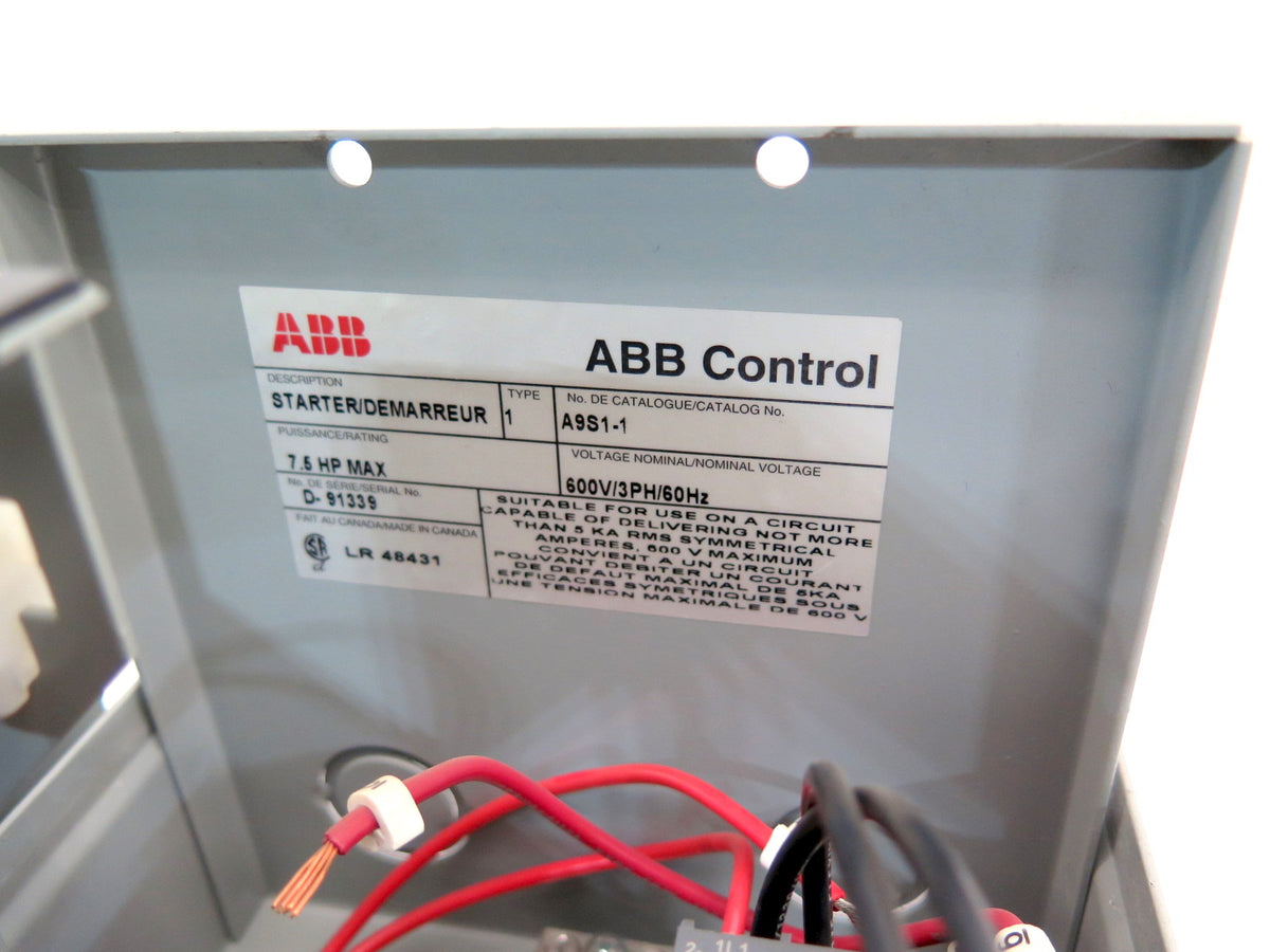 ABB A9S1-1 Direct Online Starter 7.5hp 600v 3ph - Advance Operations