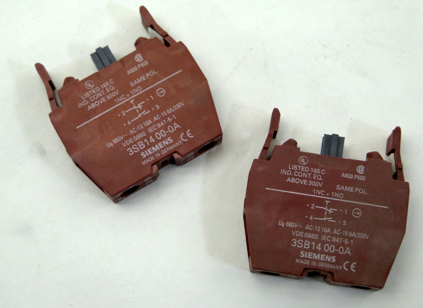 Siemens Double Contact Block 3SB14 00-0A 230V Lot of 2 - Advance Operations