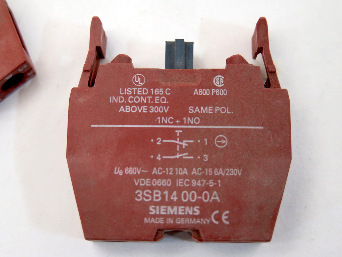Siemens Double Contact Block 3SB14 00-0A 230V Lot of 2 - Advance Operations