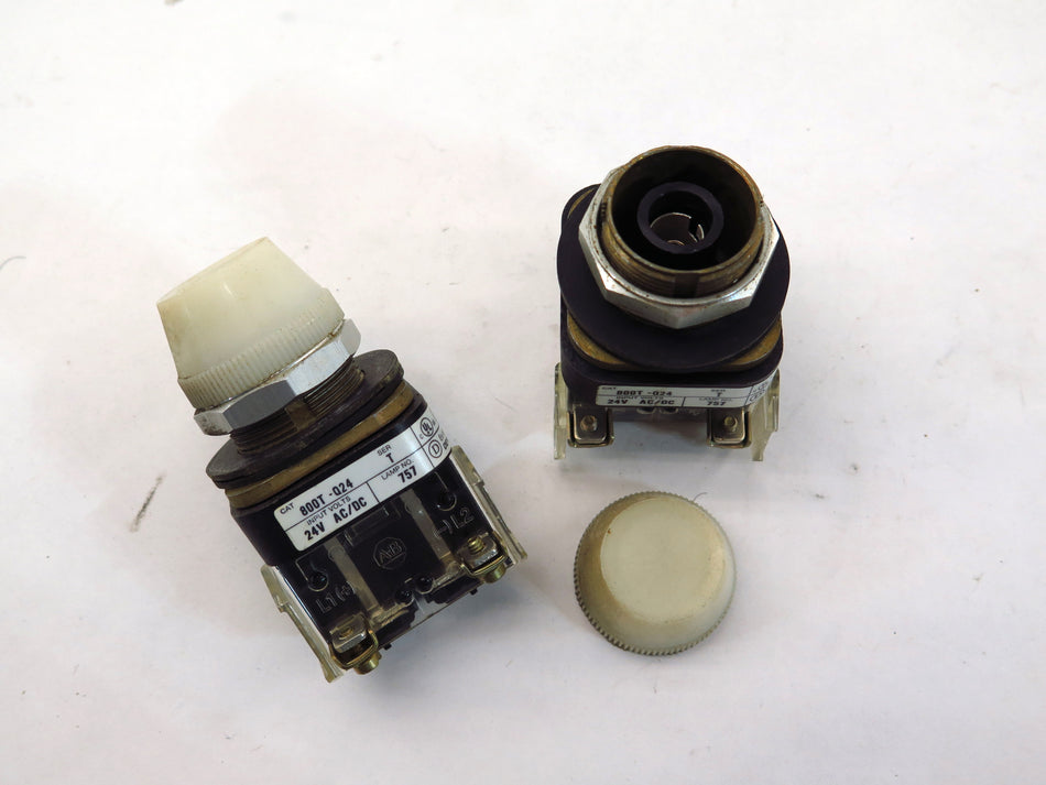 Allen-Bradley 800T-Q24 Ser T 24V AC/DC White Light Pilot Lot of 2 - Advance Operations
