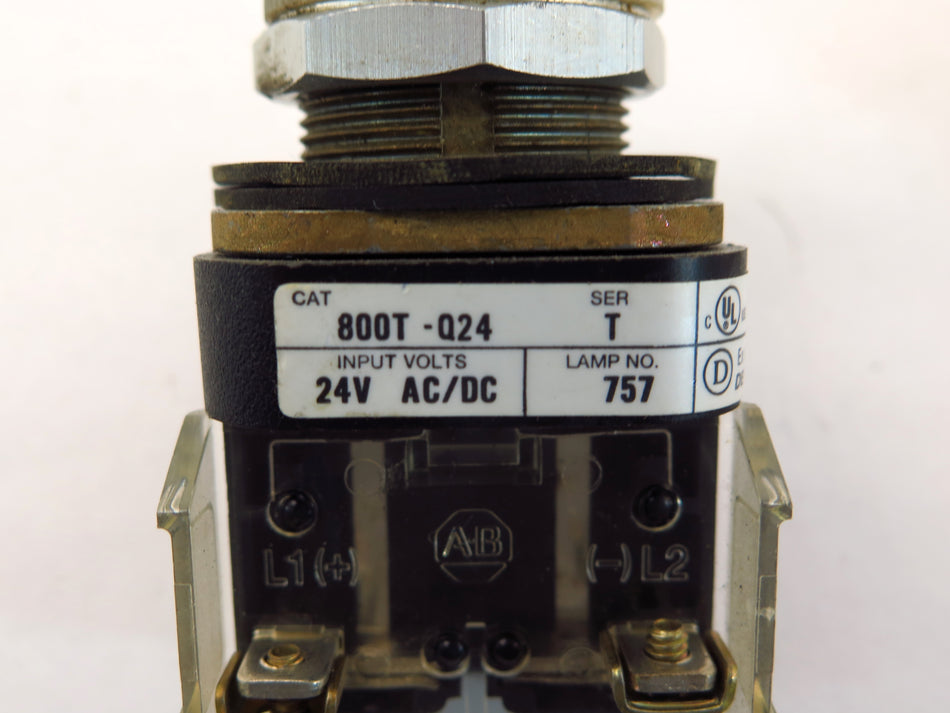 Allen-Bradley 800T-Q24 Ser T 24V AC/DC White Light Pilot Lot of 2 - Advance Operations