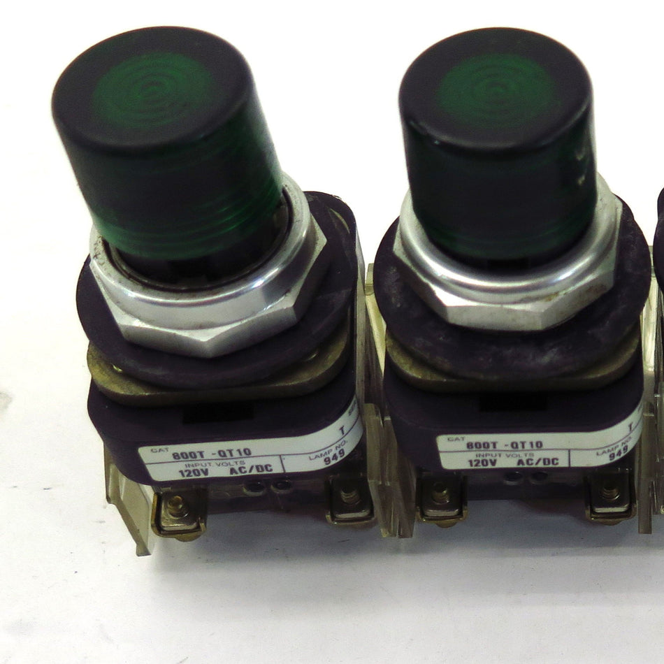 Allen-Bradley 800T-Q10 Ser T 24V AC/DC Green Light Pilot Lot of 2 - Advance Operations