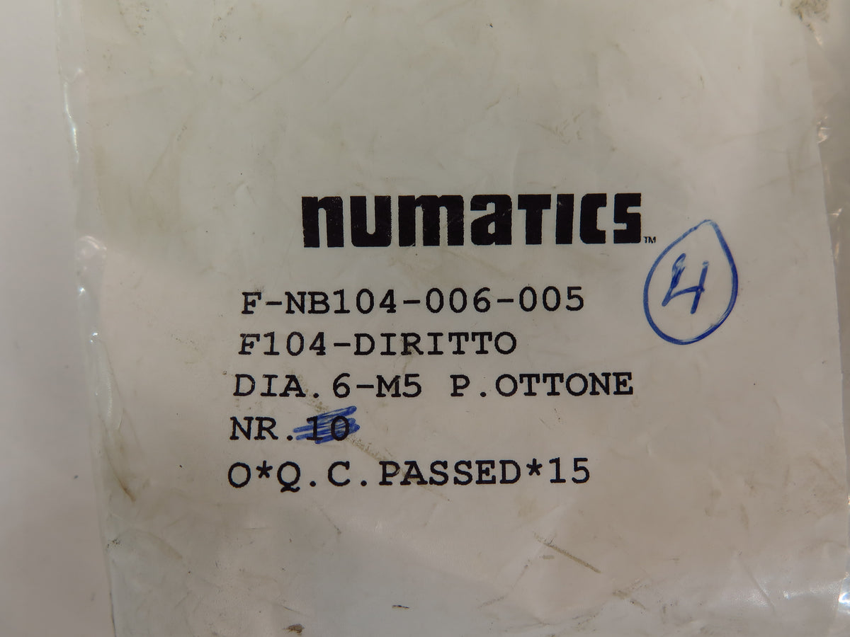 Numatics F-NB104-006-005 Fittings Pack of 4 units - Advance Operations