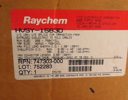 Tyco Raychem HVSY-1583D 1/C 15KV WYE TAP Splice Kit - Advance Operations