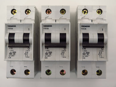 Siemens 5SX25 Circuit Breaker 2 poles lot of 3 - Advance Operations