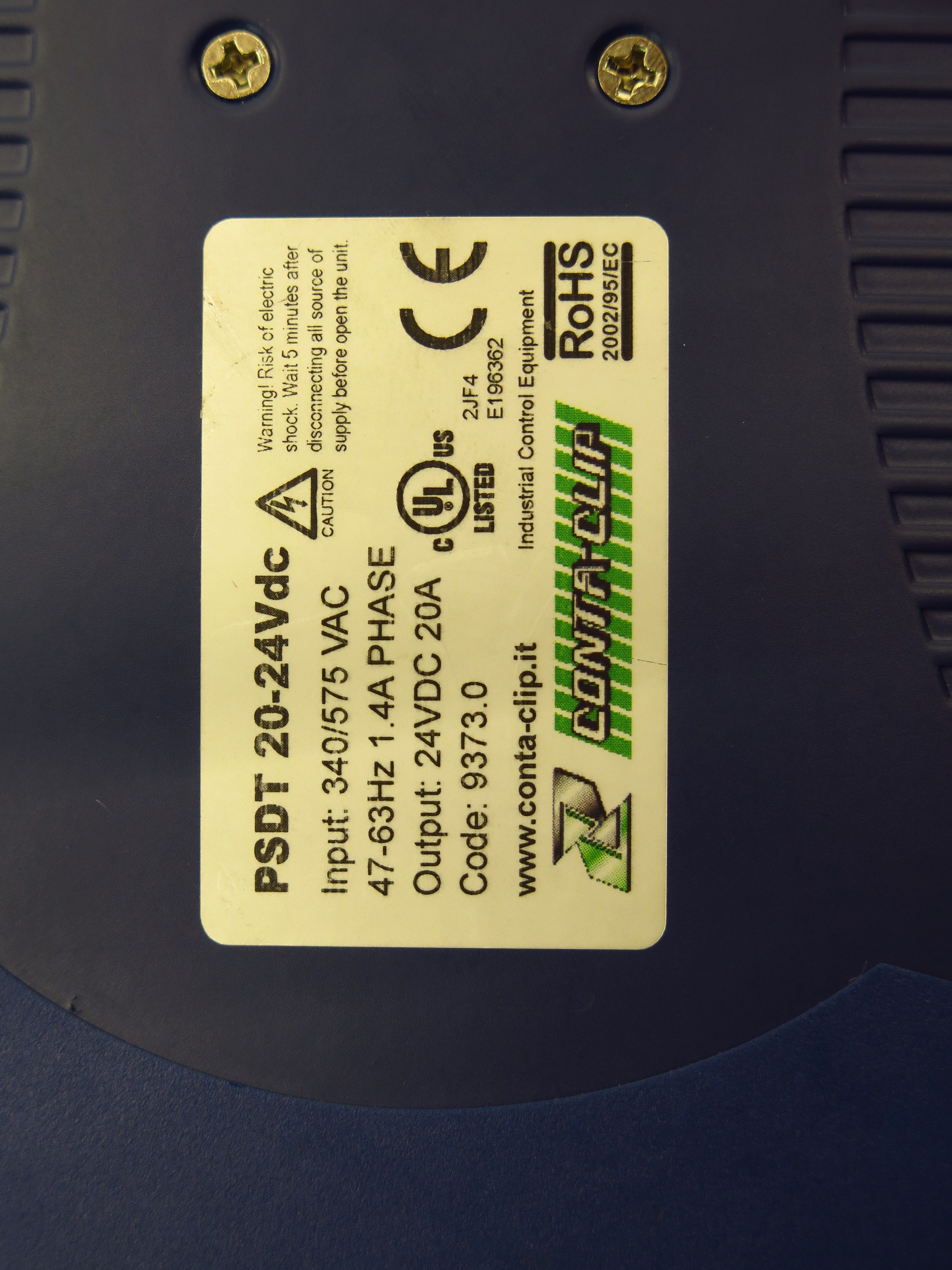 Conta-Clip PSDT 20-24 Vdc Power Supply 20A Input  3Ph 400-500 Vac - Advance Operations