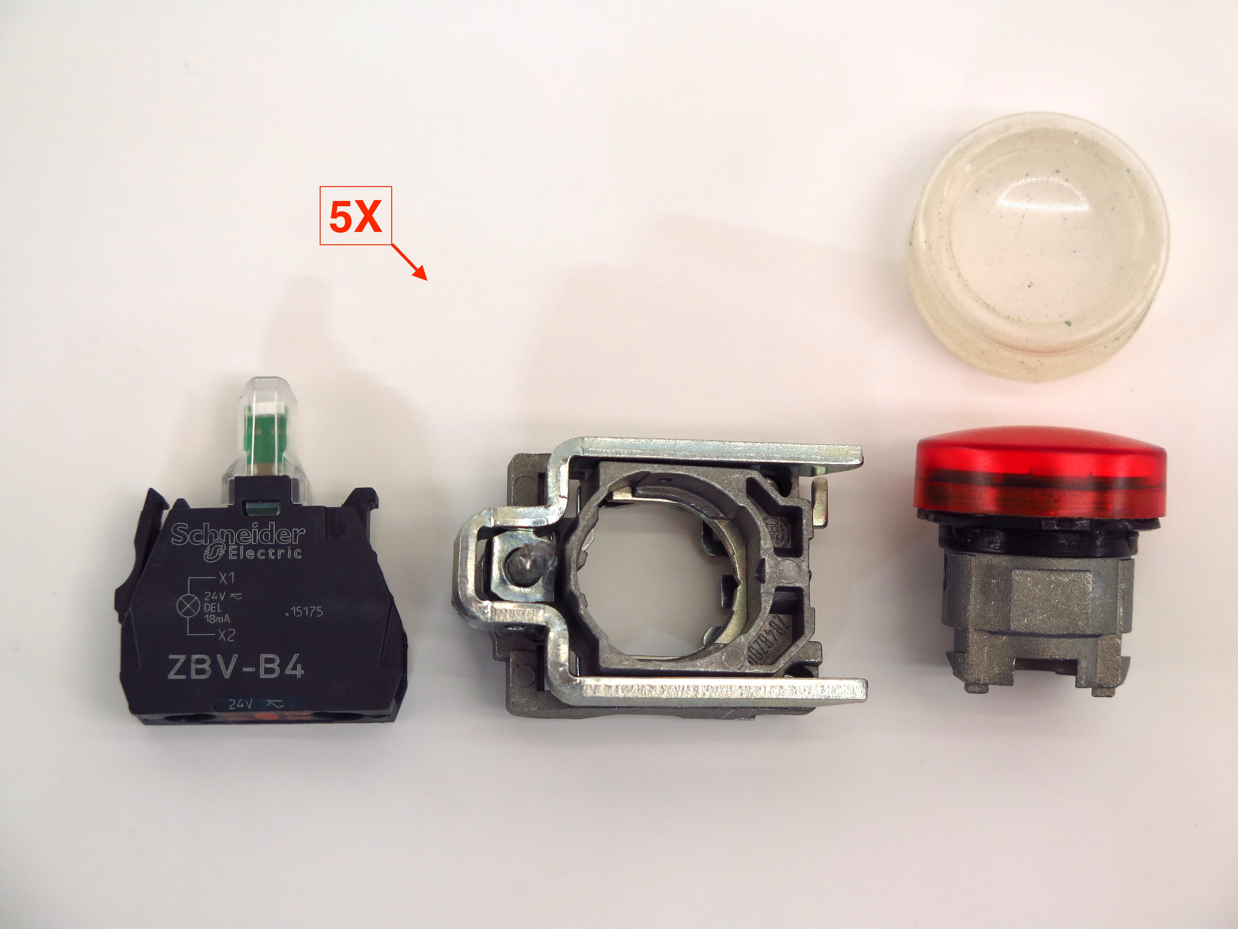 Schneider BV-B5 24V Red LED Lamp Lot of 5 - Advance Operations
