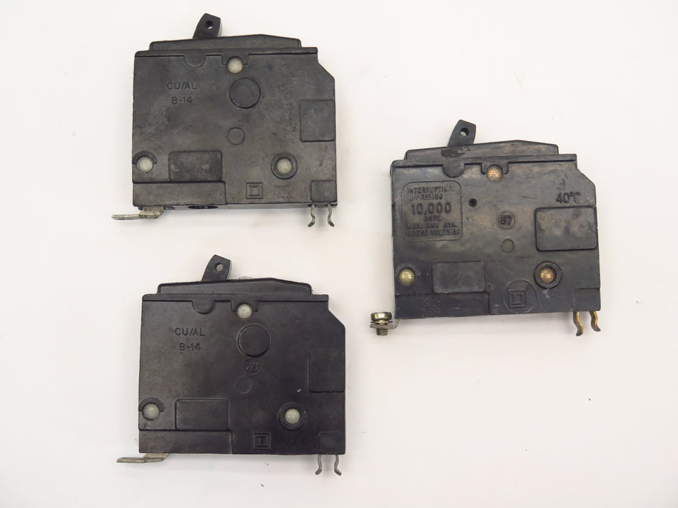 Square D Circuit Breaker 15 amps 1 Pole Type QO AB-5310 Lot of 3 - Advance Operations