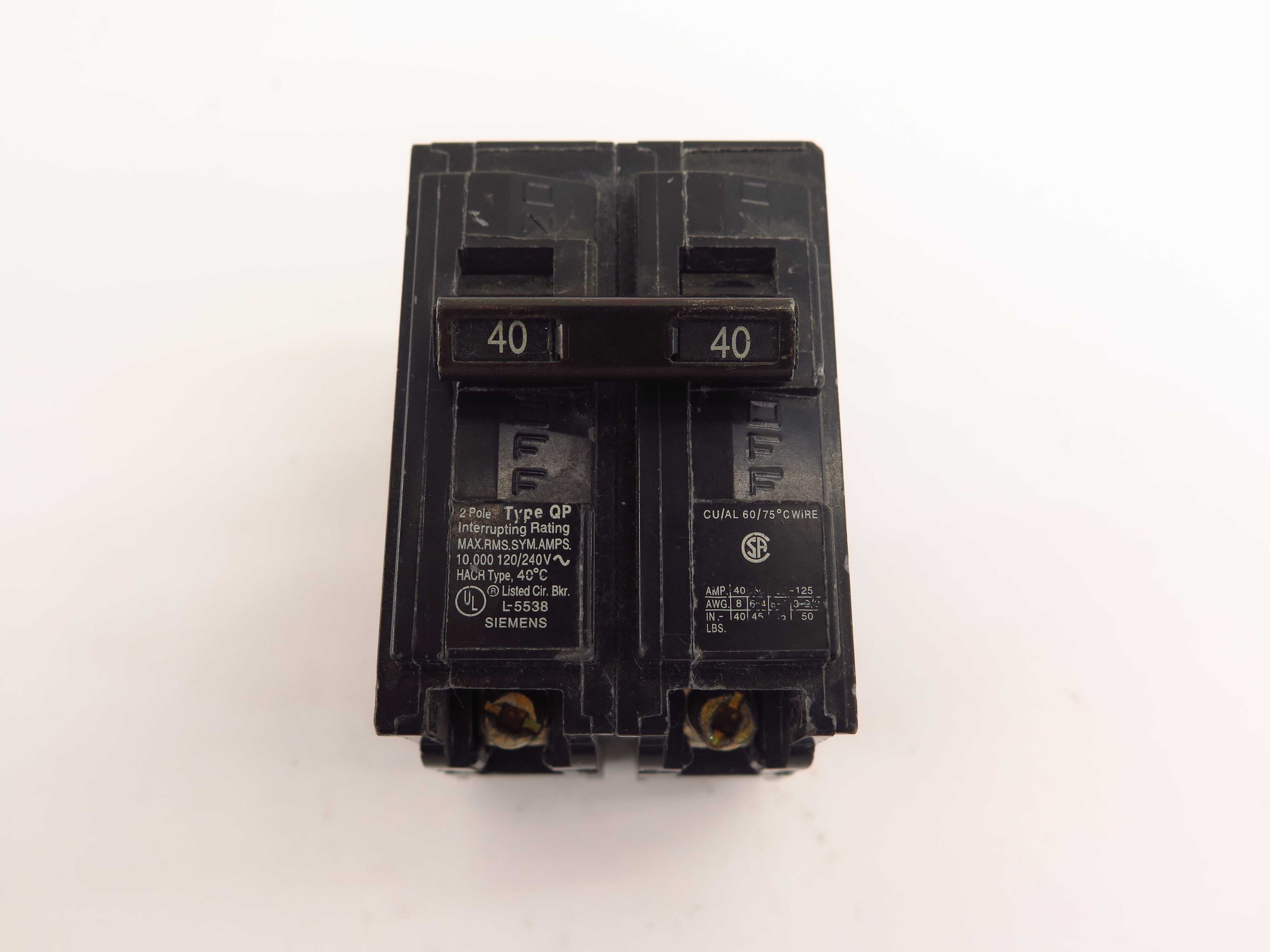 Siemens Q240 40 Amps Circuits Breaker 2 Poles Type QP  120/240vac - Advance Operations