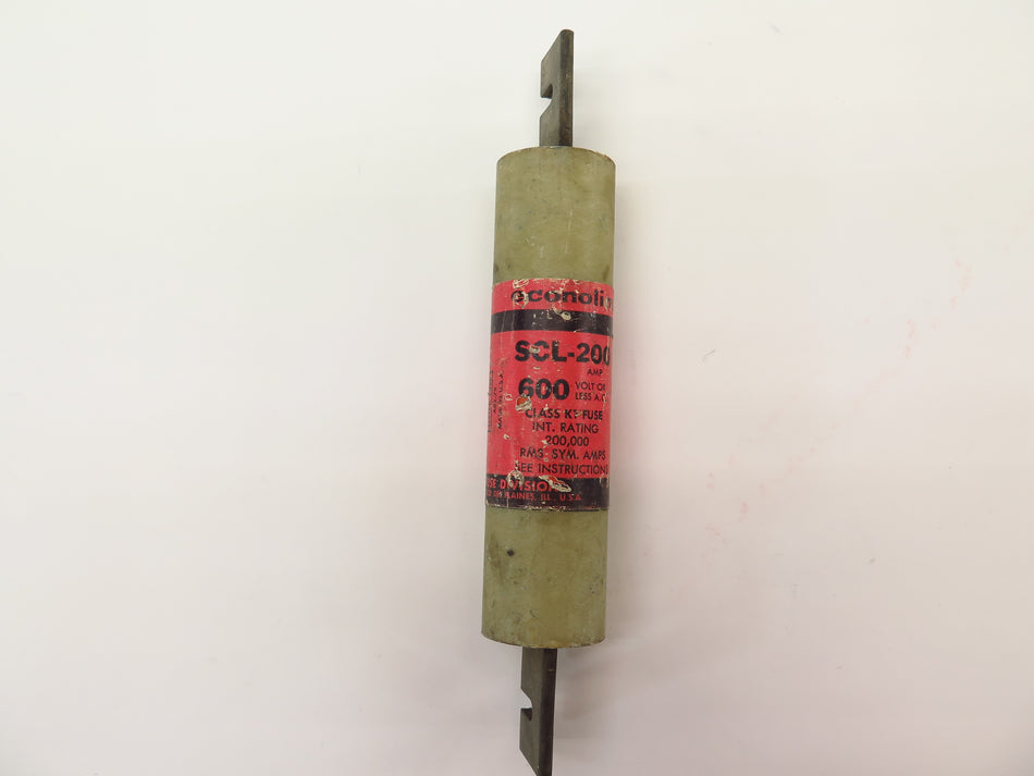Econolim SCL-200 Classk1 Fuse 200A 600Vac Lot of 2 - Advance Operations