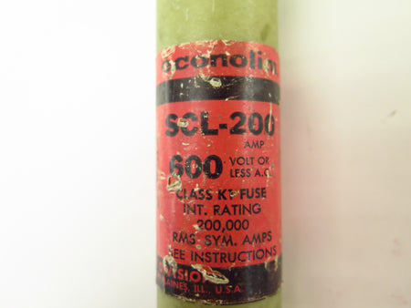 Econolim SCL-200 Classk1 Fuse 200A 600Vac Lot of 2 - Advance Operations