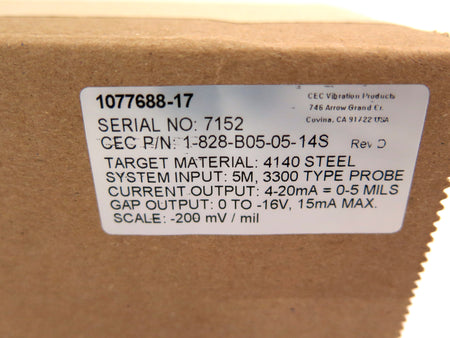 CEC / Solar Turbines Radial Vibration Transmitter 1-828-B05-14S 1077688-17 - Advance Operations