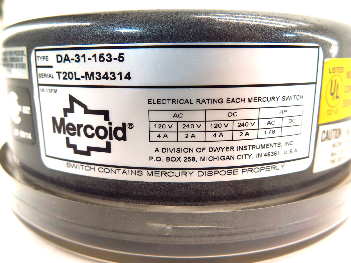 Mercoid DA-31-153-5 Bourdon Tube Mercury Pressure Switch - Advance Operations