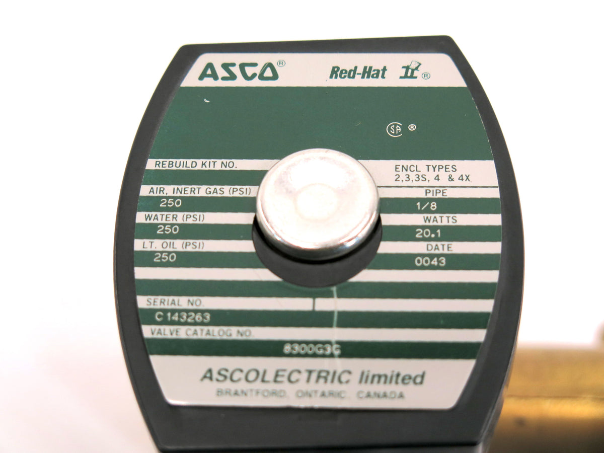 Asco 8300G3G Solenoid Valve 1/8 Npt 120 Vac Coil - Advance Operations