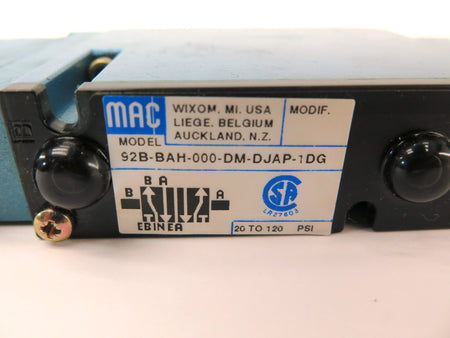 MAC Valves 92B-BAH-000-DM-DJAP-1DG  20 to 120 Psi 120 Vac DM3A-DJAP-1DG - Advance Operations