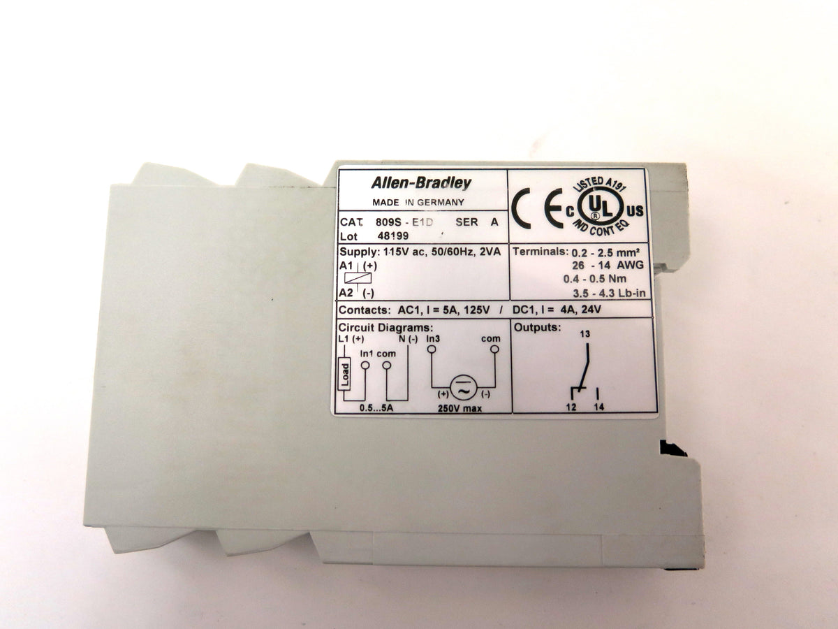 Allen-Bradley 809S-E1D Ser A Phase Current Monitor Relay - Advance Operations