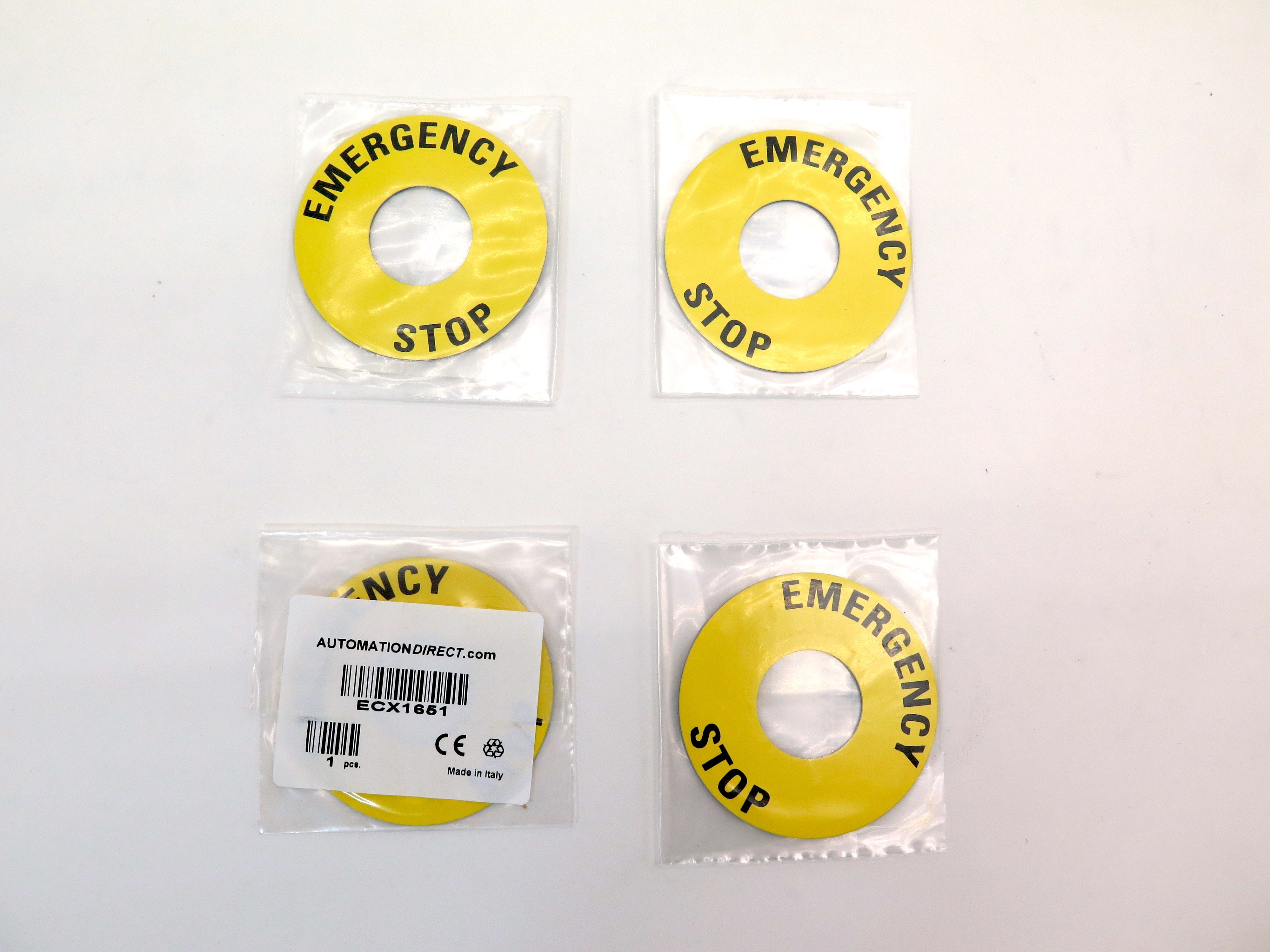 Automation Direct ECX1651 Stop Legend Plate/Sticker  LOT OF 4 - Advance Operations
