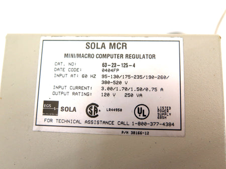 Sola MCR Mini/Macro Computer Regulator 63-23-125-4 - Advance Operations
