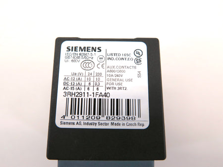 Siemens 3RH2911-1FA40 Aux Contacts 10A 240V - Advance Operations