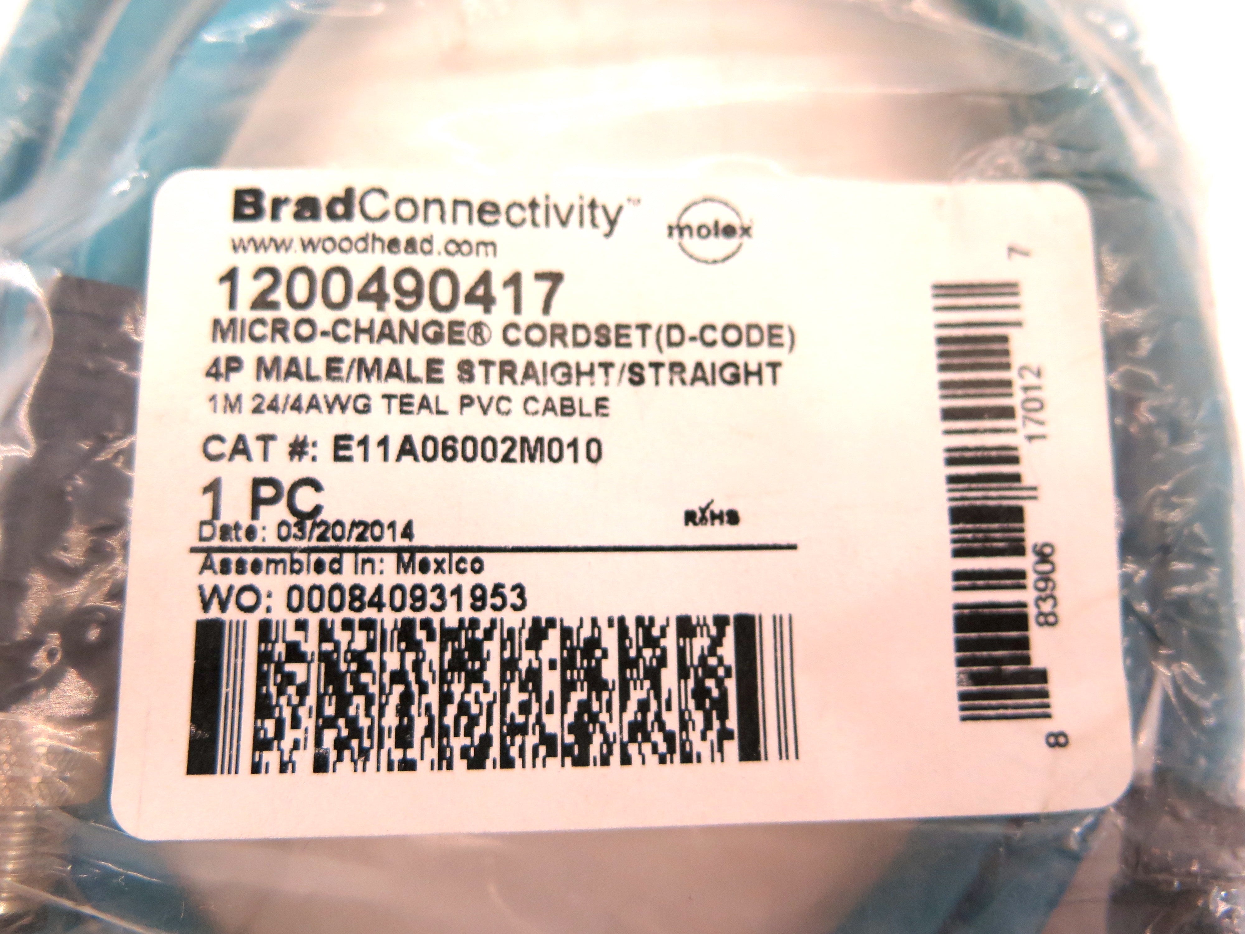 Brad Connectivity / Woodhead 1200490417 Micro-Change Cordset 1M - Advance Operations