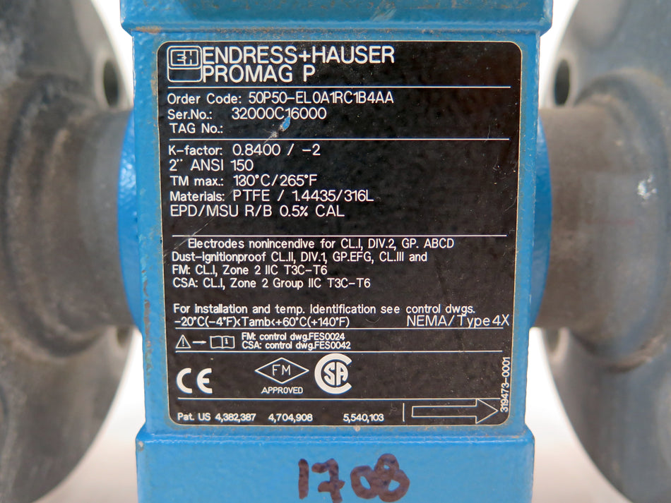 Endress+Hauser Promag P Electromagnetic Flowmeter 2" 50P50-EL0A1RC1B4AA - Advance Operations