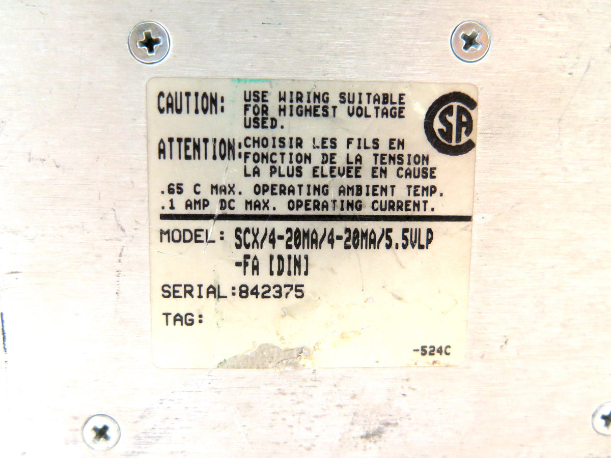 Moore Industries Signal Current Isolator SCX/4-20MA/4-20MA/5,5VLP - Advance Operations