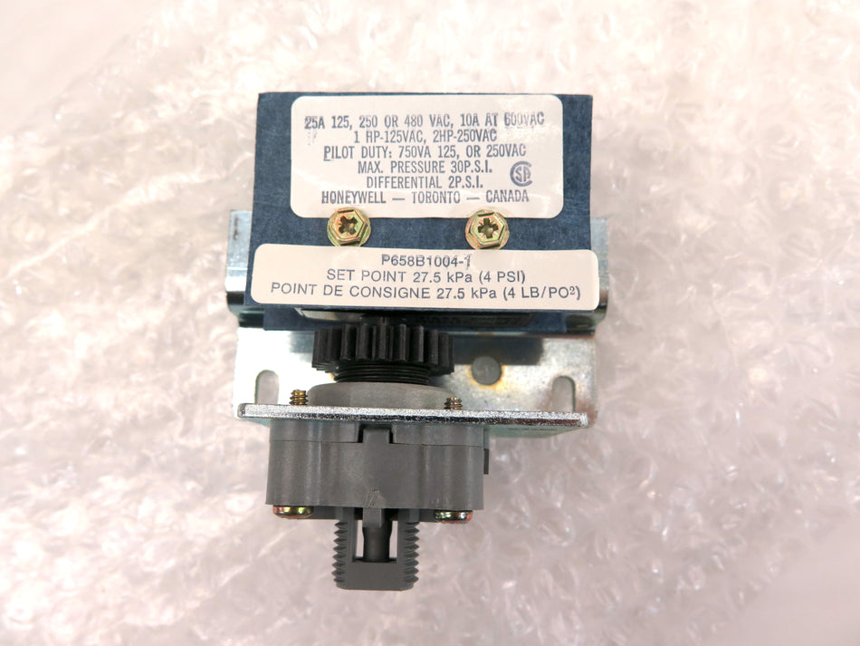 Honeywell P658B 1004 Pressure Switch 25A 125-250-480Vac Set Pint 4 PSI New - Advance Operations