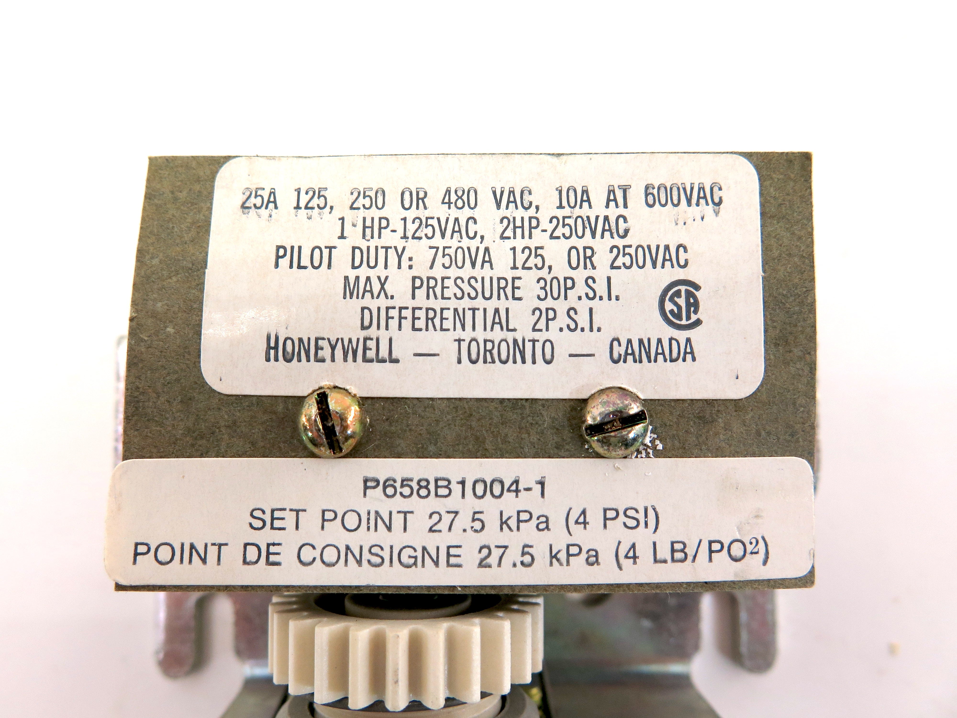 Honeywell P658B1004-1 Electric/Pneumatic Switch 27.5 KPA Set Point 4Psi SER 81 - Advance Operations