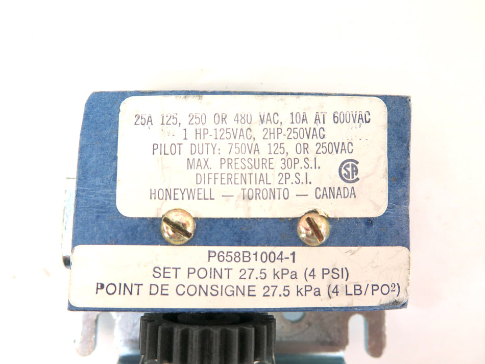 Honeywell P658B1004-1 Electric/Pneumatic Switch 27.5 KPA Set Point 4Psi SER 85 - Advance Operations