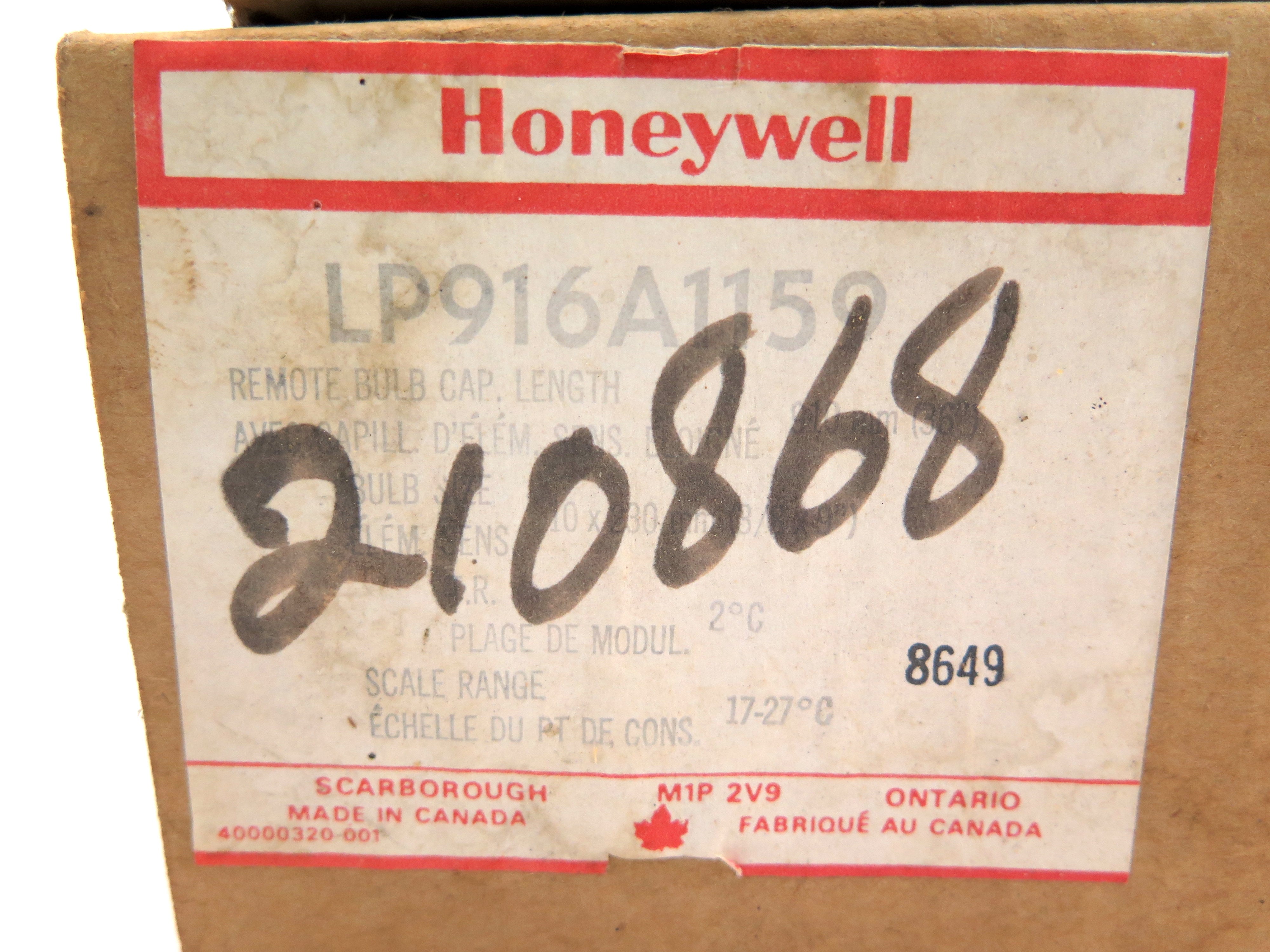 Honeywell LP916A1159 Remote Bulb Thermostat - Advance Operations