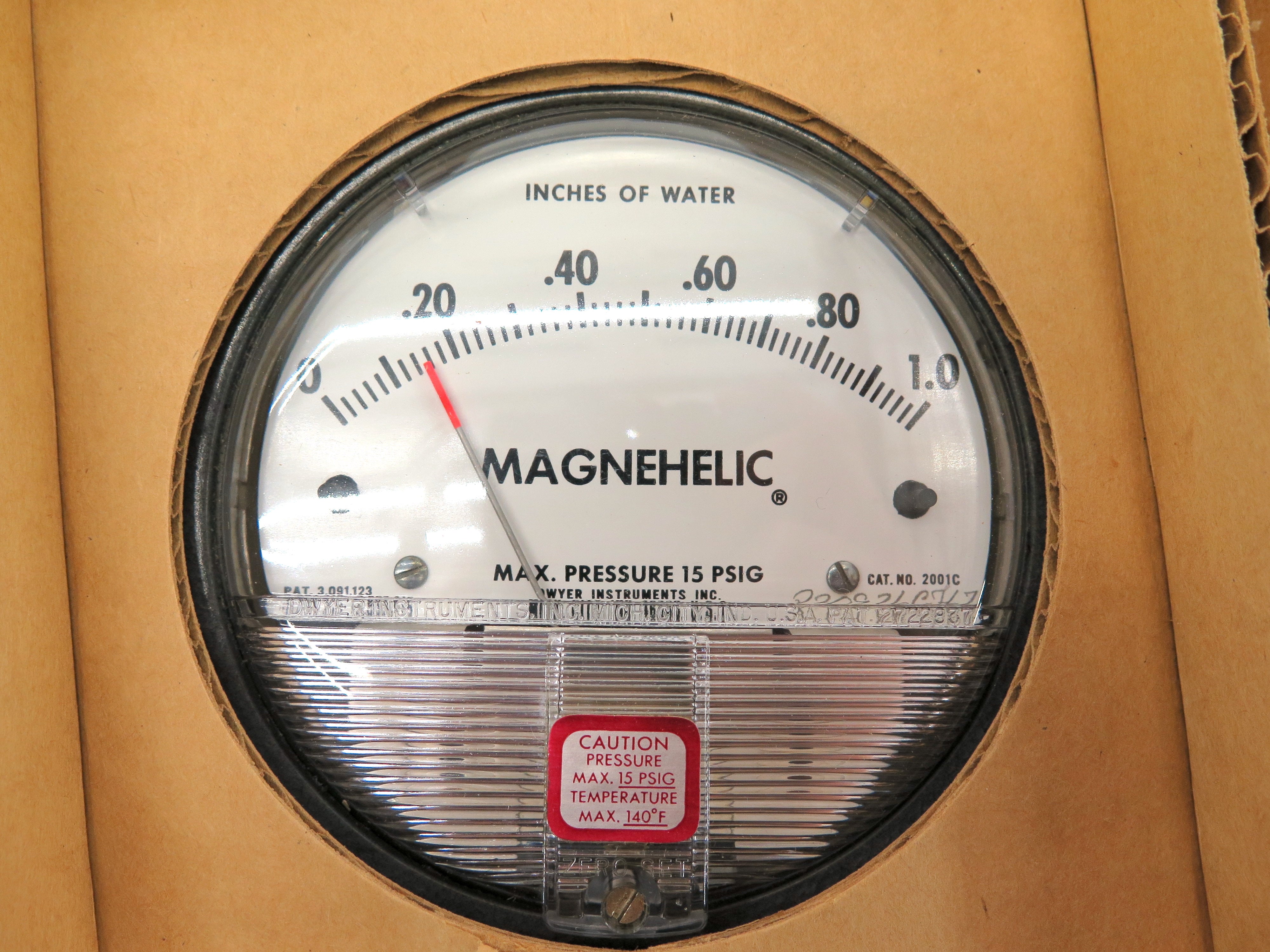 Dwyer MagneHelic 0-1.0 Inch of water Pressure Gage Model 2000 - Advance Operations