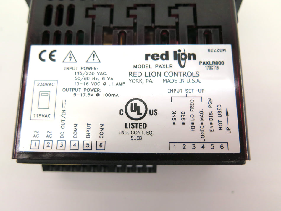 Red Lion PAXLR000 Digital Rate Meter 6 Digit - Advance Operations
