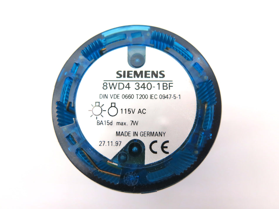 Siemens 8WD4 340-1BF BLUE Light Element 115Vac - Advance Operations