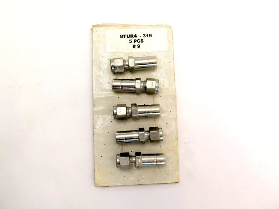 Parker 8TUR4-316 1/2 x 1/4" A-LOK X Tube Stainless Reducer LOT OF 5 - Advance Operations