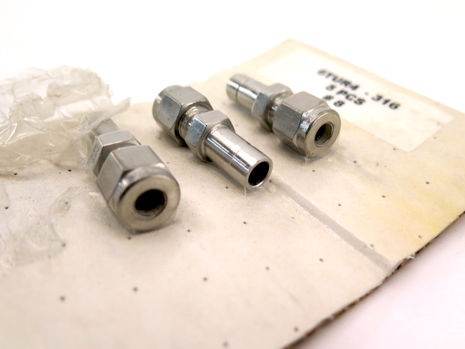 Parker 6TUR4-316 1/4 x 3/8 Reducer Tube 316 Stainless LOT OF 3 - Advance Operations