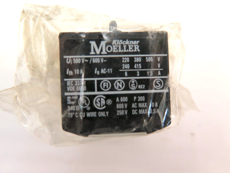 Klocker Moeller 600V Auxiliary Contact Block 31 DILE - Advance Operations