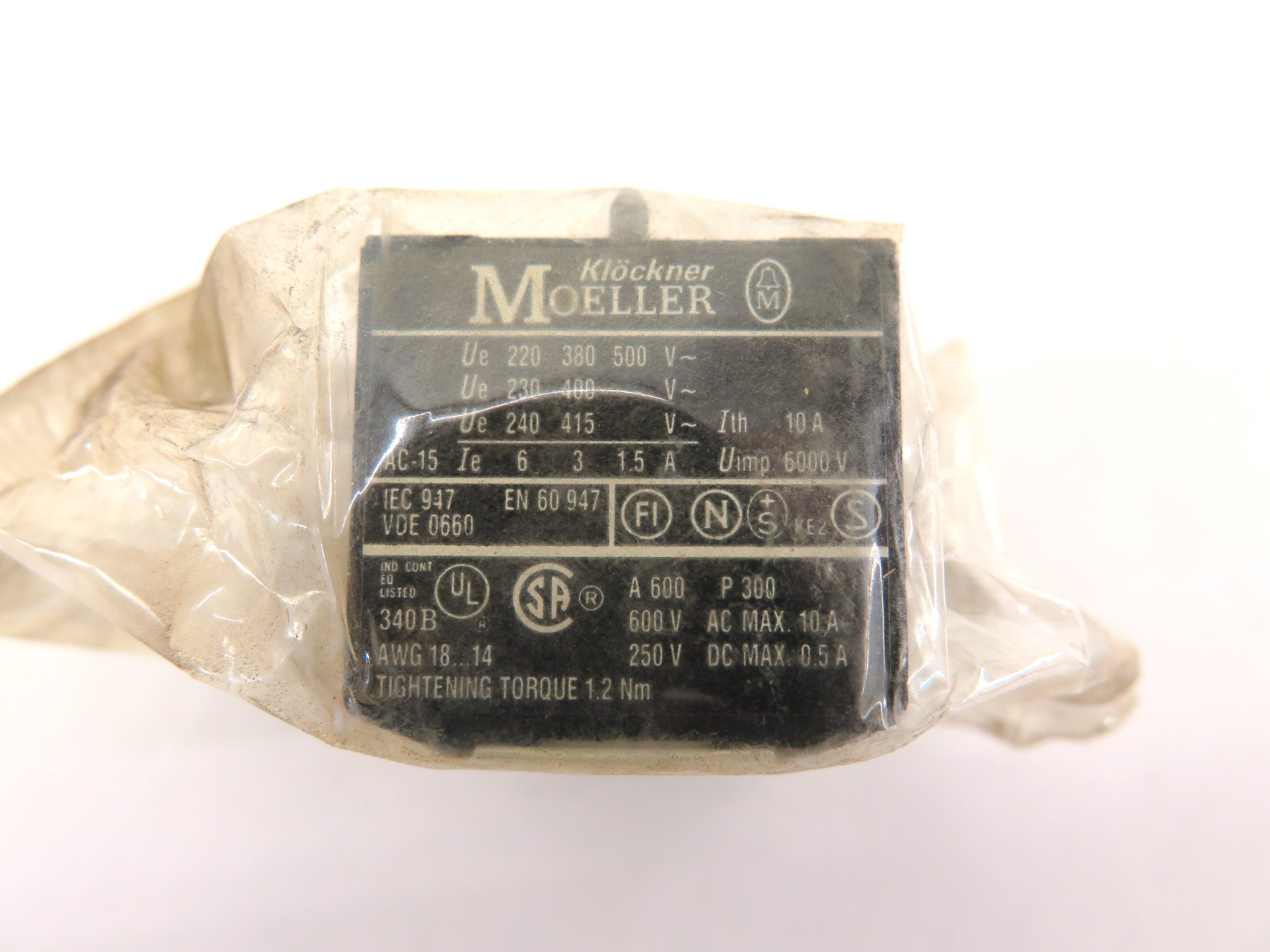 Moeller 02 DIL E 2 NC Auxiliary Contact Block 02DILE 02 DILE 02DIL - Advance Operations