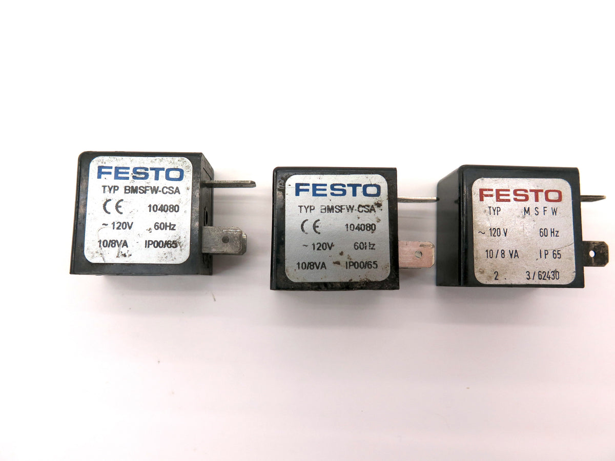 FESTO BMSFW-CSA VALVE PLUG CONNECTOR 120V *USED* Lot of 3 - Advance Operations