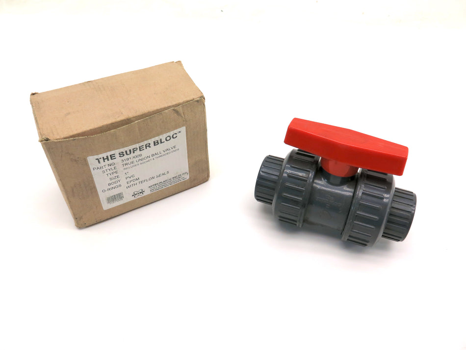 Hytek 31913009 The Super Bloc True Union Ball Valve 1" PVC No Threaded End - Advance Operations