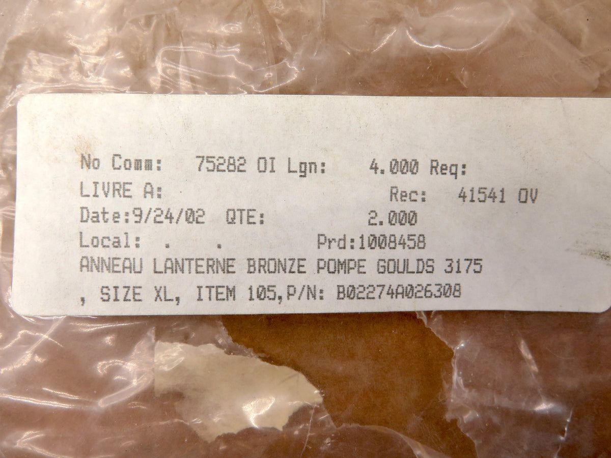 LANTERN RING BRONZE GOULDS PUMP 3175 P?N B02274A026308 - Advance Operations