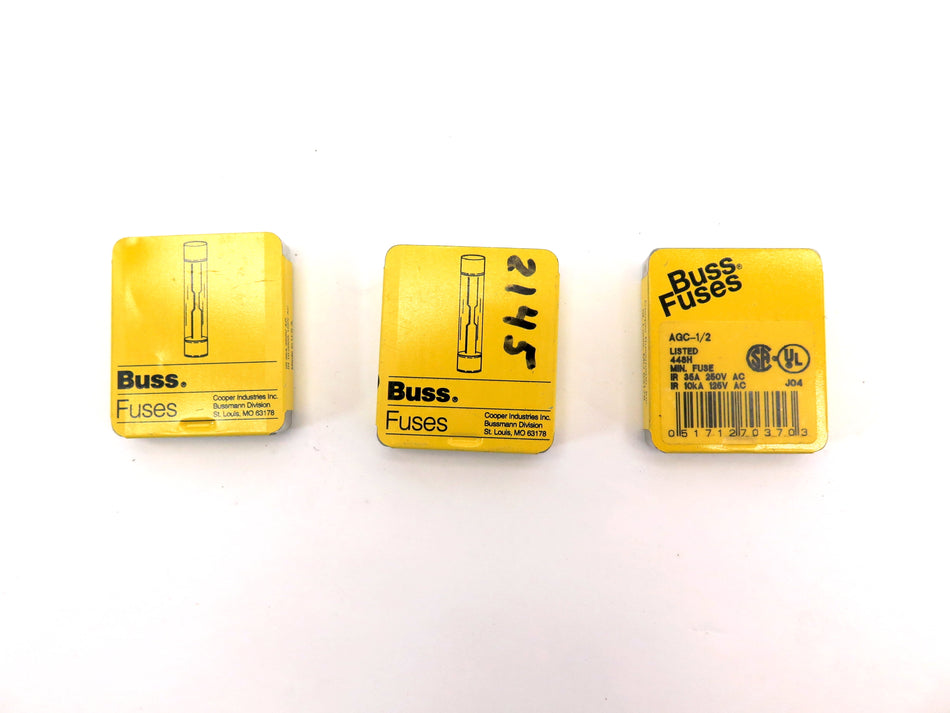 Buss Fuses AGC-1/2 448H Min Fuse 35A 250V AC LOT OF 15 - Advance Operations