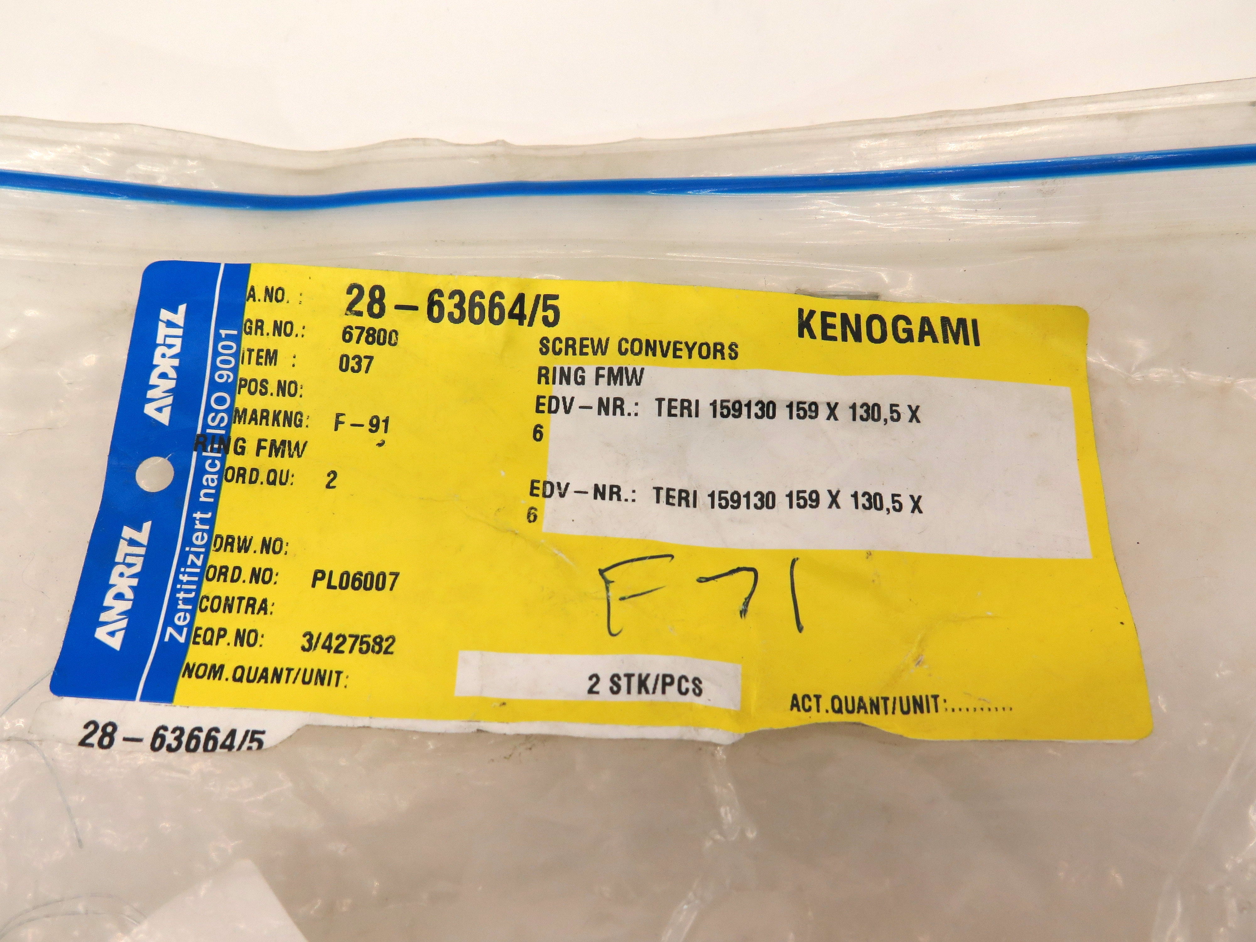 Andritz Screw Conveyors Ring FMW EDV-NR TERI 159130 159 x 130.5 x 6  LOT OF 2 - Advance Operations