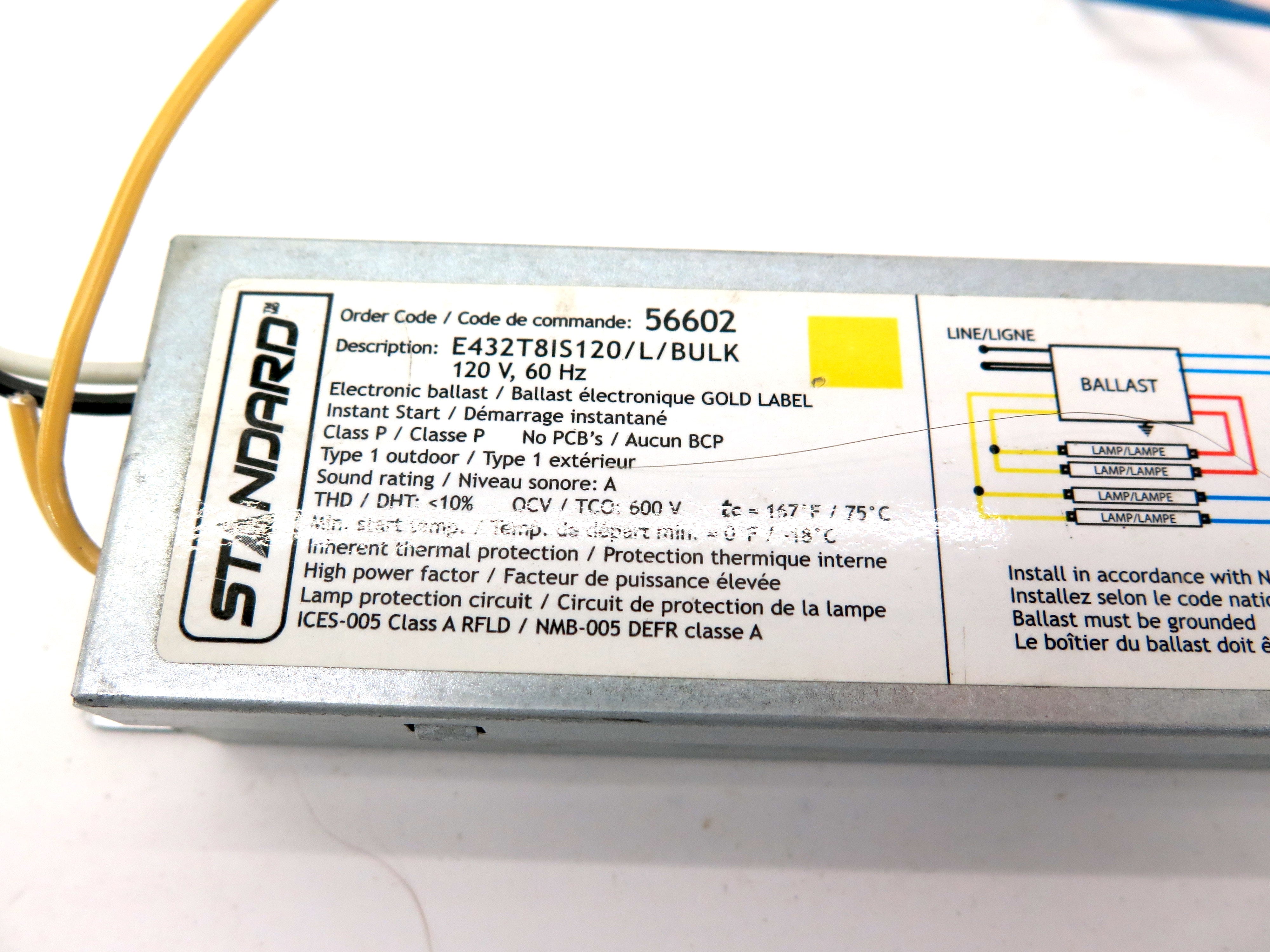 Standard E432T81S120/L/BULK Electronic Ballast 120V 60Hz - Advance Operations