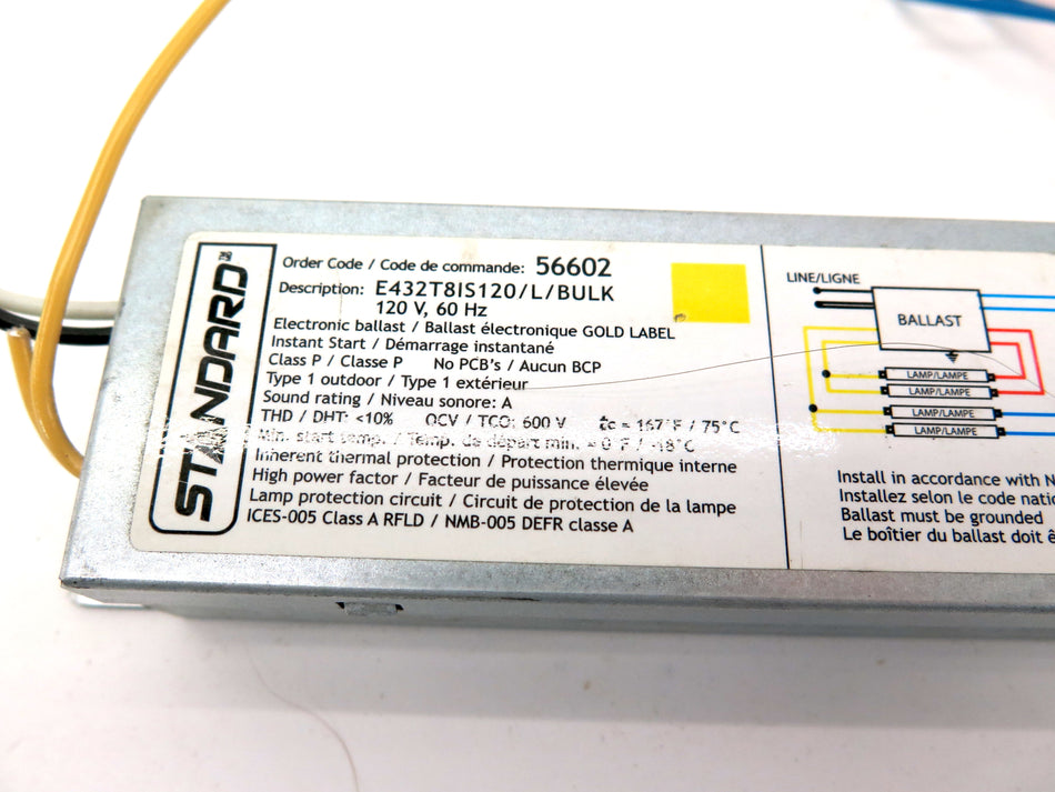Standard E432T81S120/L/BULK Electronic Ballast 120V 60Hz - Advance Operations