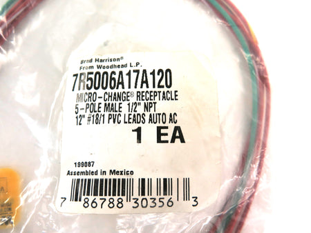 Brad Harrison Woodhead 7R5006A17A120 5P Male 1/2 Npt 12'' #18/1 PVC Leads - Advance Operations