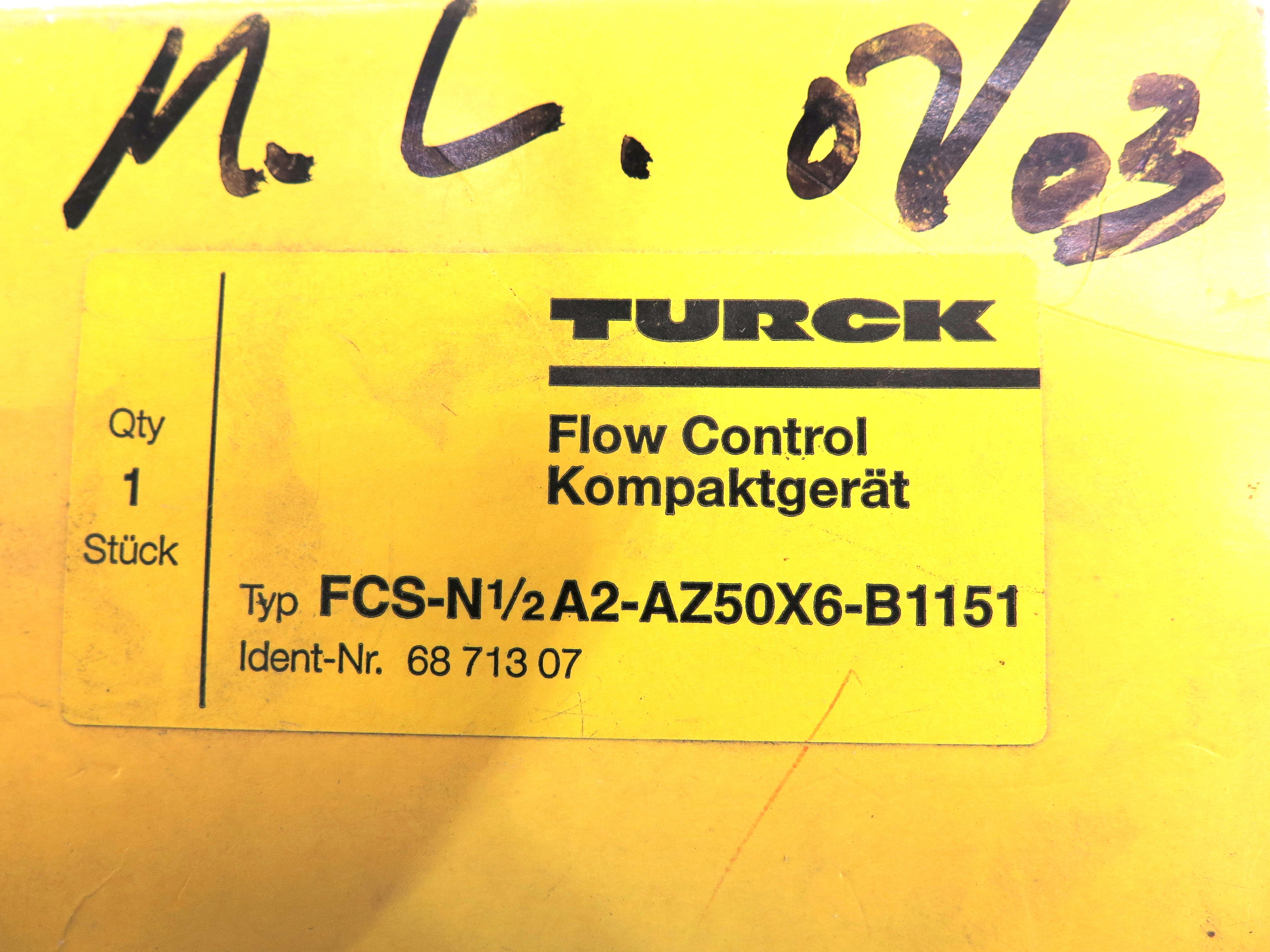 Turck FCS-N1/2A2-AZ50X6-B1151 Flow Control Sensor Monitor - Advance Operations