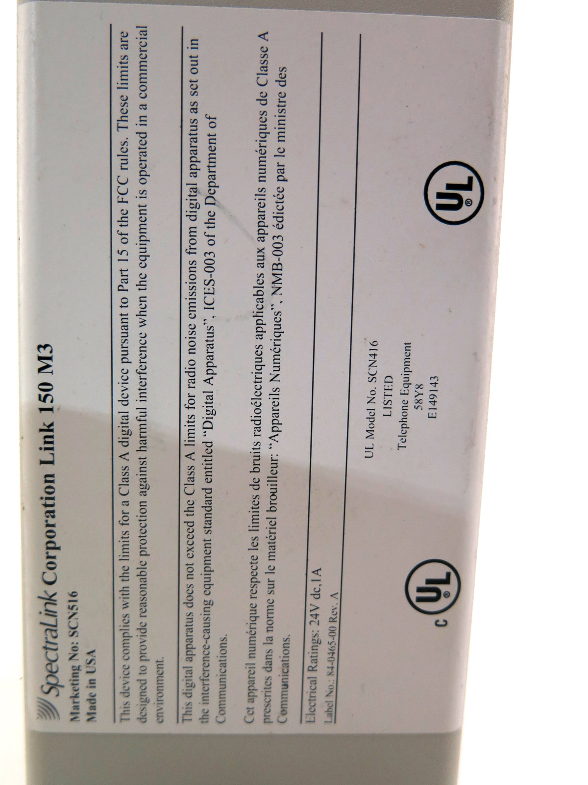 Spectralink Link 150 M3 Master Control Unit Model SCN516 - Advance Operations