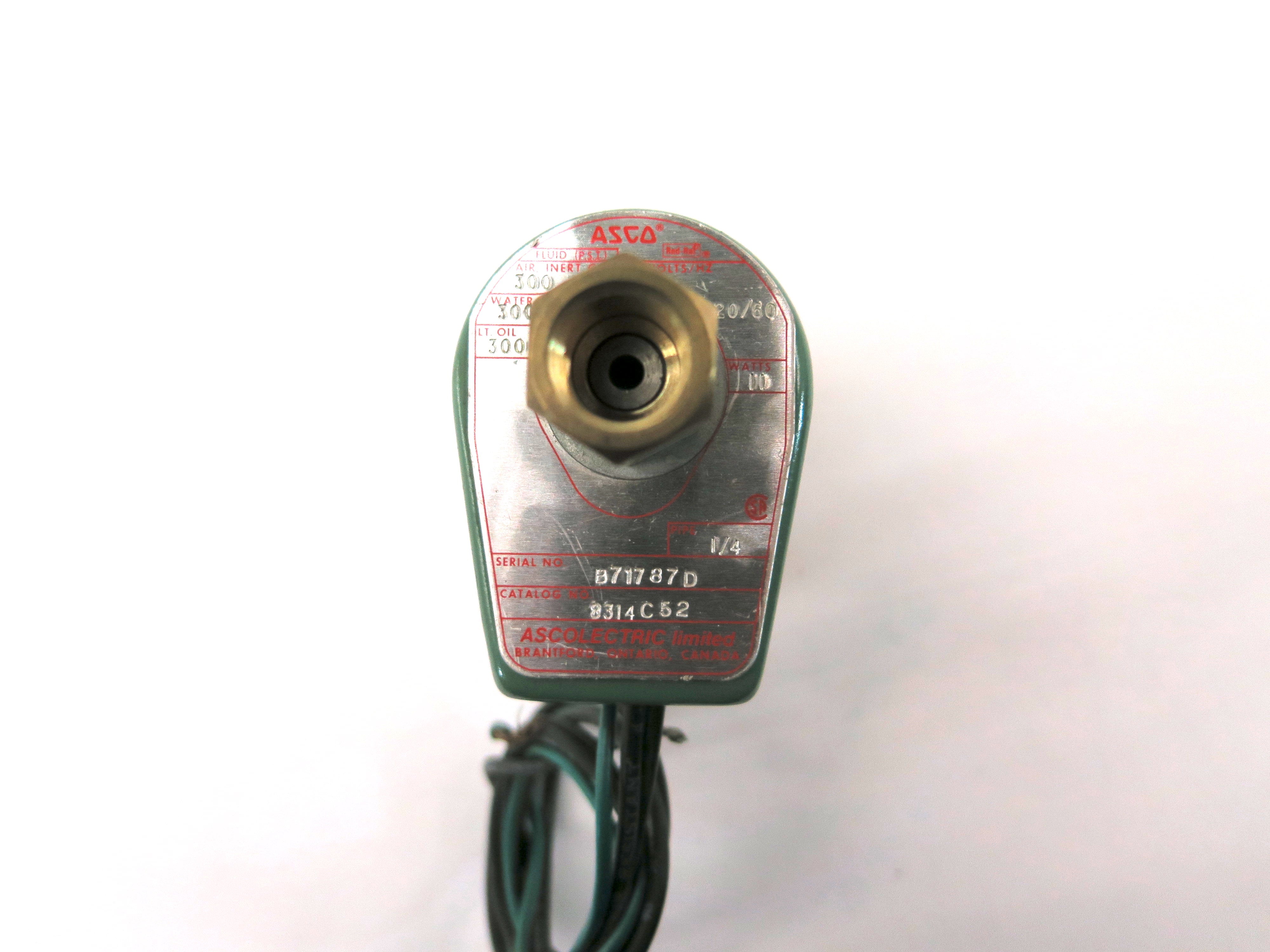 Asco 8314C52 Solenoid Valve 120 Vac 60 Hz 1/4'' - Advance Operations