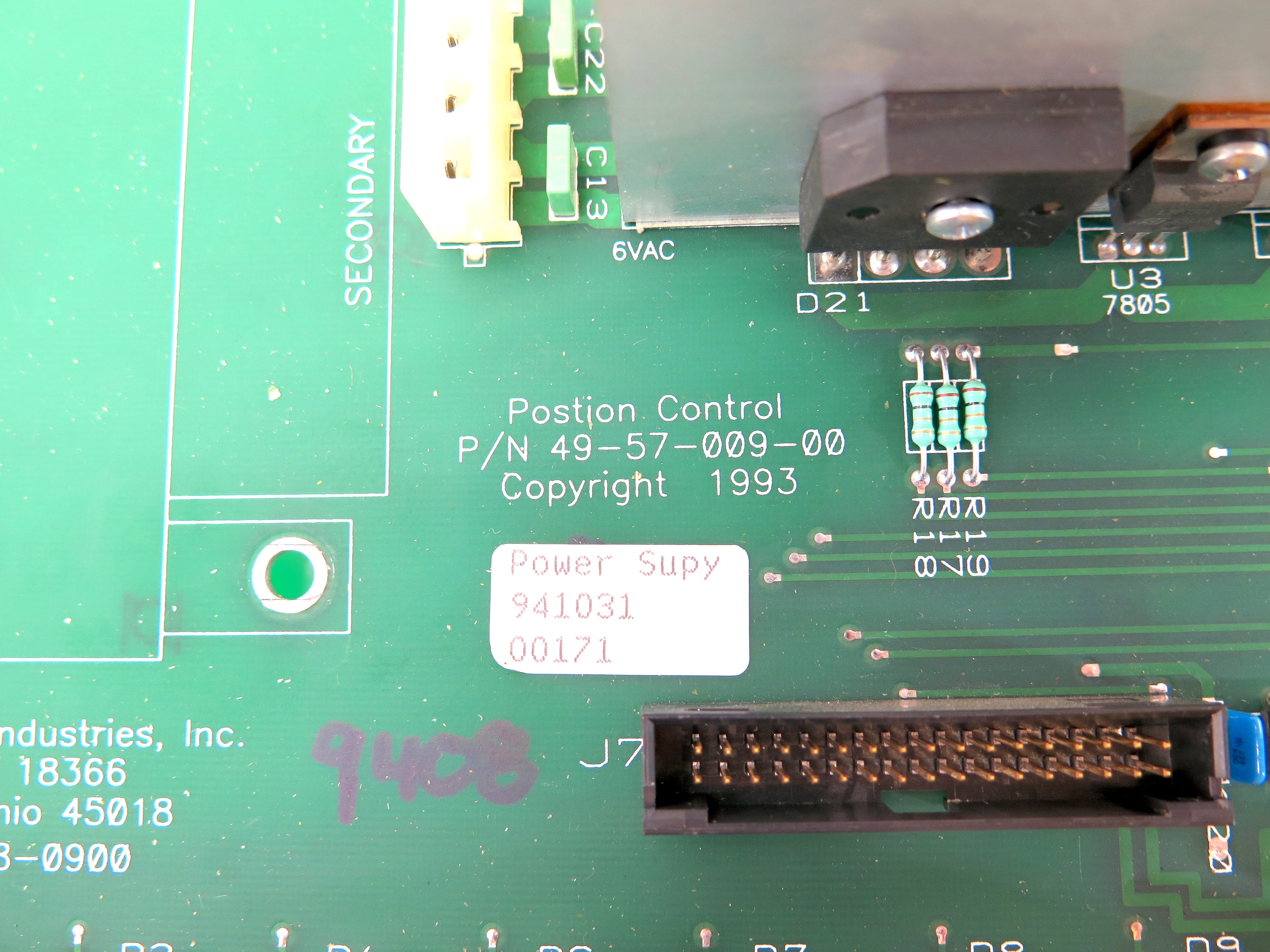 Force Control Industries 49-57-009-00 Position Control Board - Advance Operations