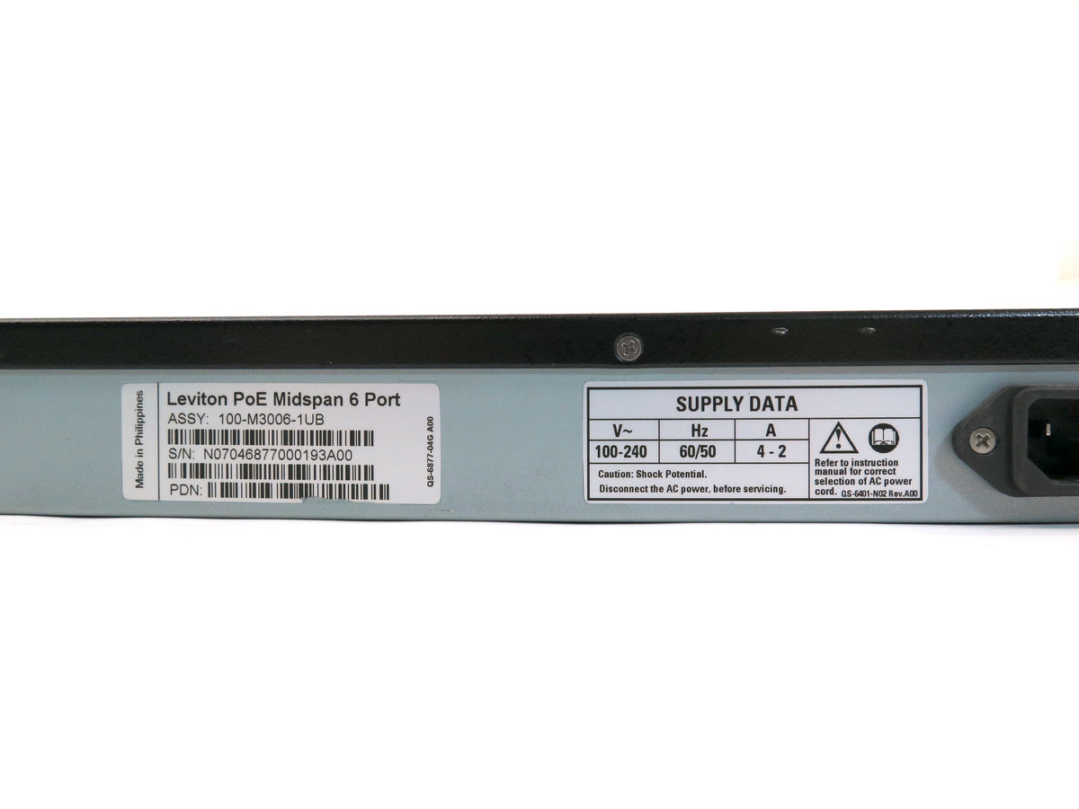 Leviton PoE Midspan 6 Port 100-M3006-1UB Managed Panel - Advance Operations